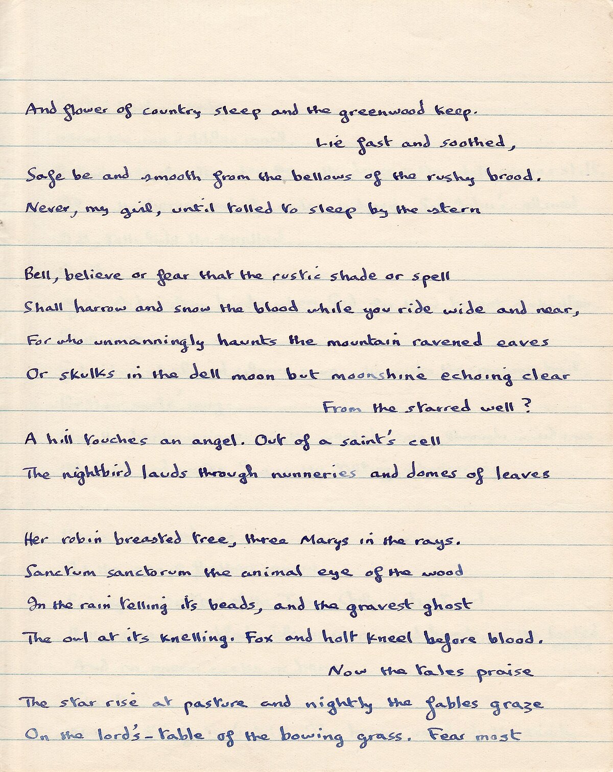 Draft of, 'In Country Sleep', from the 1949-1951 Notebook.