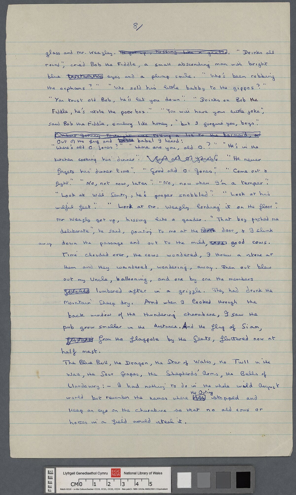 Page three of a manuscript draft of one of Dylan's most famous stories, 'A Story', or, 'The Outing'.