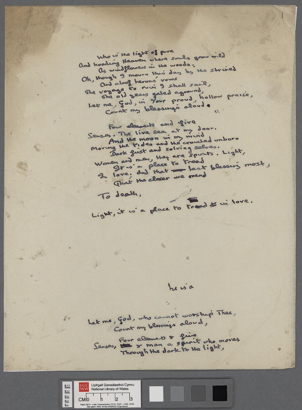 Worksheets produced by Dylan whilst composing 'Poem on his Birthday', written to mark his thirty-fifth birthday in 1949.