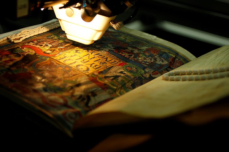 An image of a bible from the exhibition 'Reunited: The Great Bibles of Henry VIII and Thomas Cromwell'