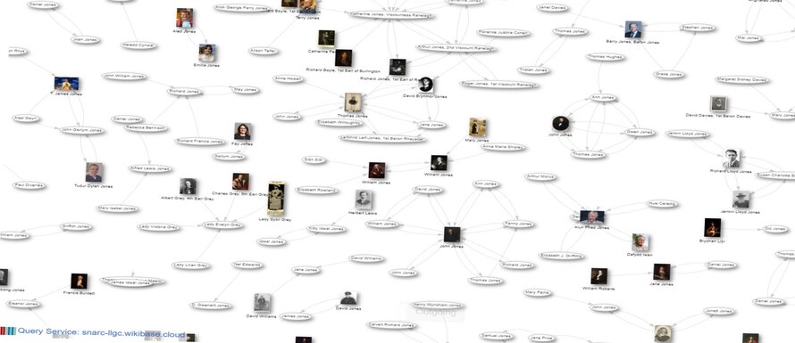 Visualisation of the connections between people in the SNARC database