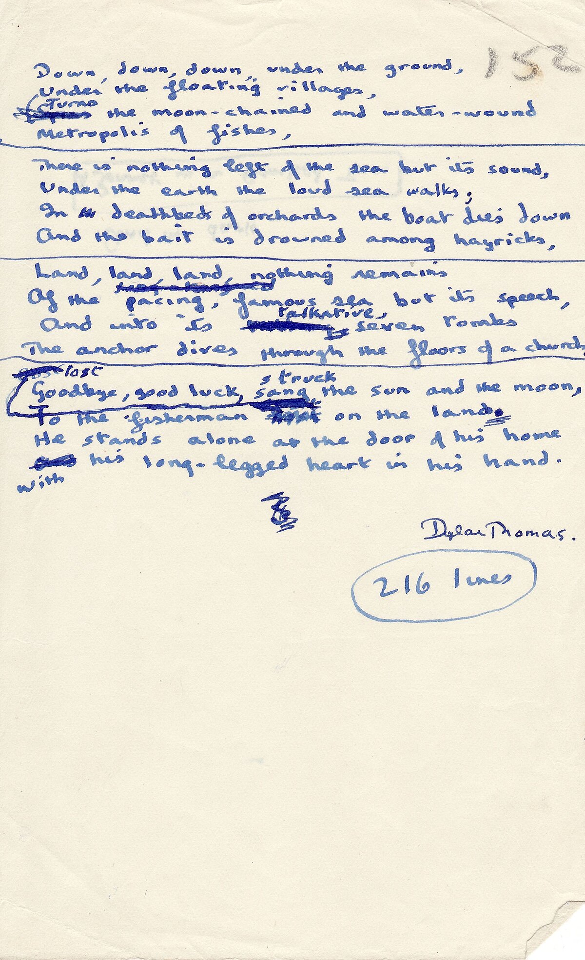 Extract from the poem 'Ballad of the Long Legged Bait', 1940.