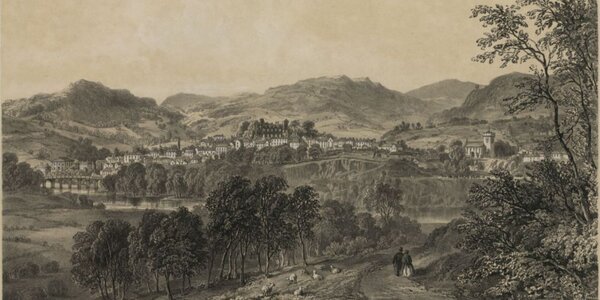 Lithograph of Hay-on-Wye