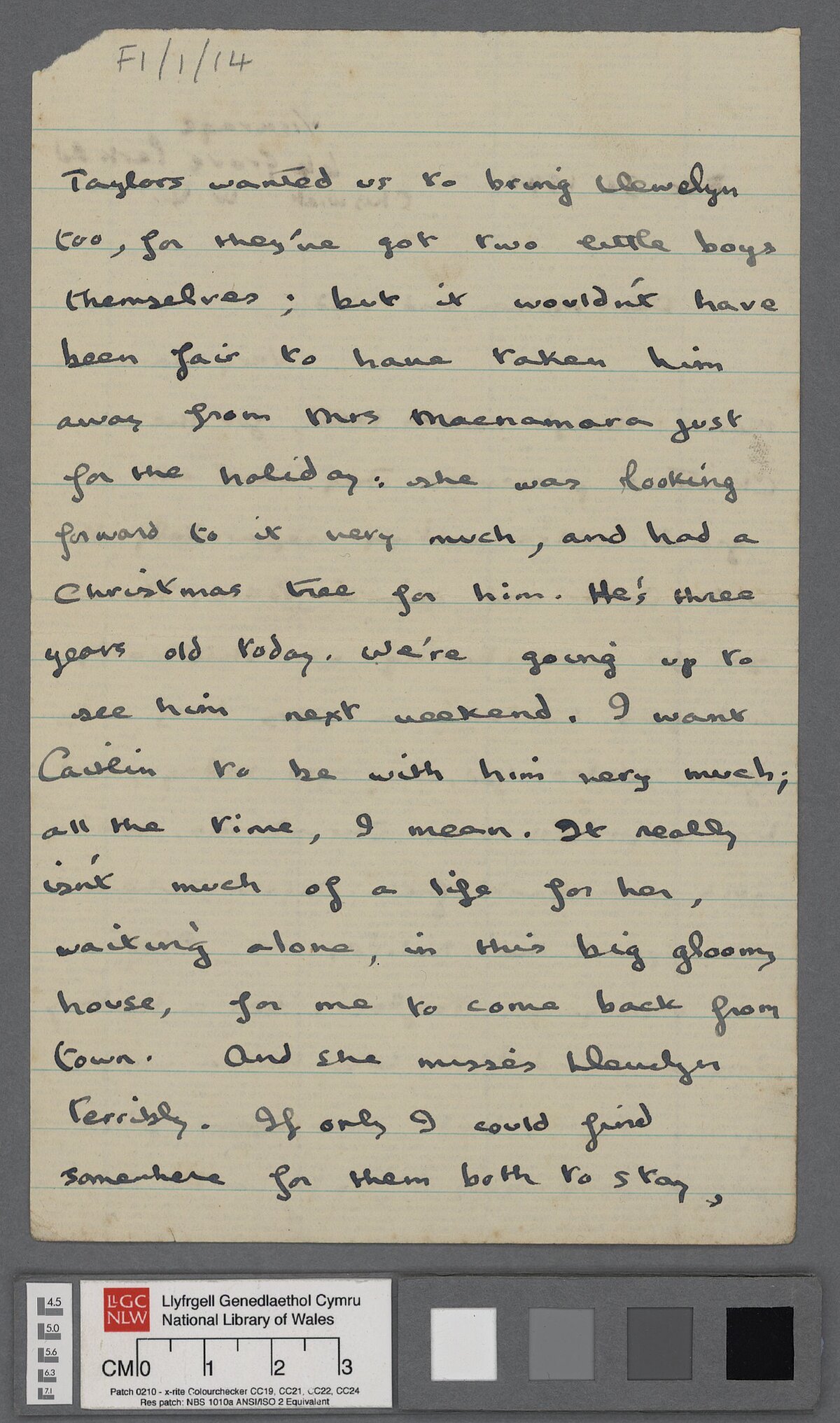 Second page of a letter, dated 31 December 1941, from Dylan to his parents D.J. and Florence Thomas. In it, he thanks them for the Christmas presents and mentions his recent work on information films and radio scripts.