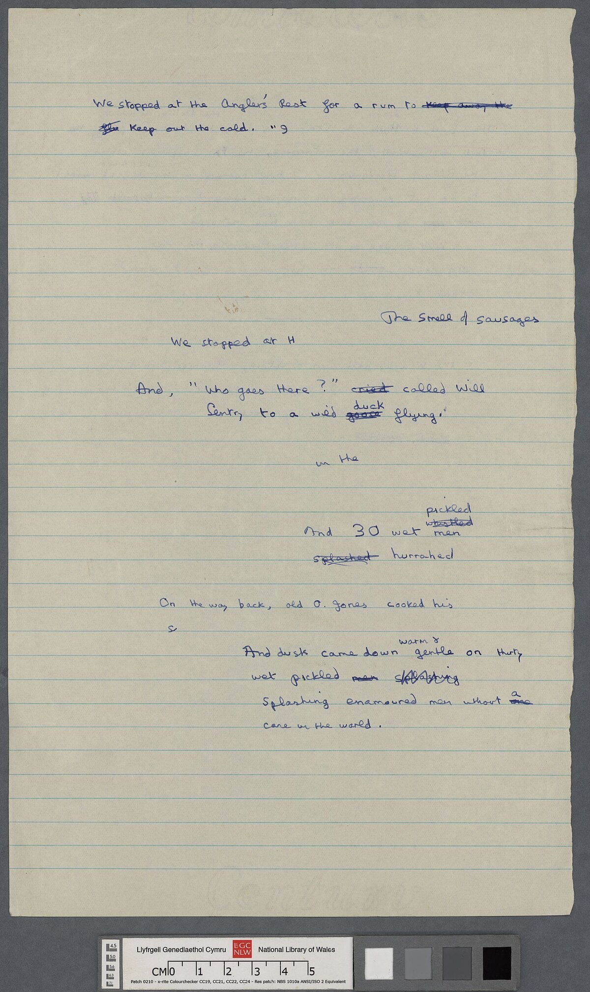 Page six of a manuscript draft of one of Dylan's most famous stories, 'A Story', or, 'The Outing'.