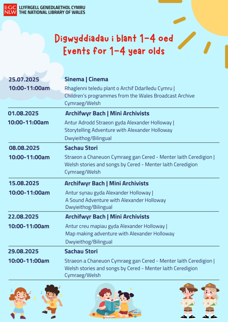 Programme of events for 1-4 year olds