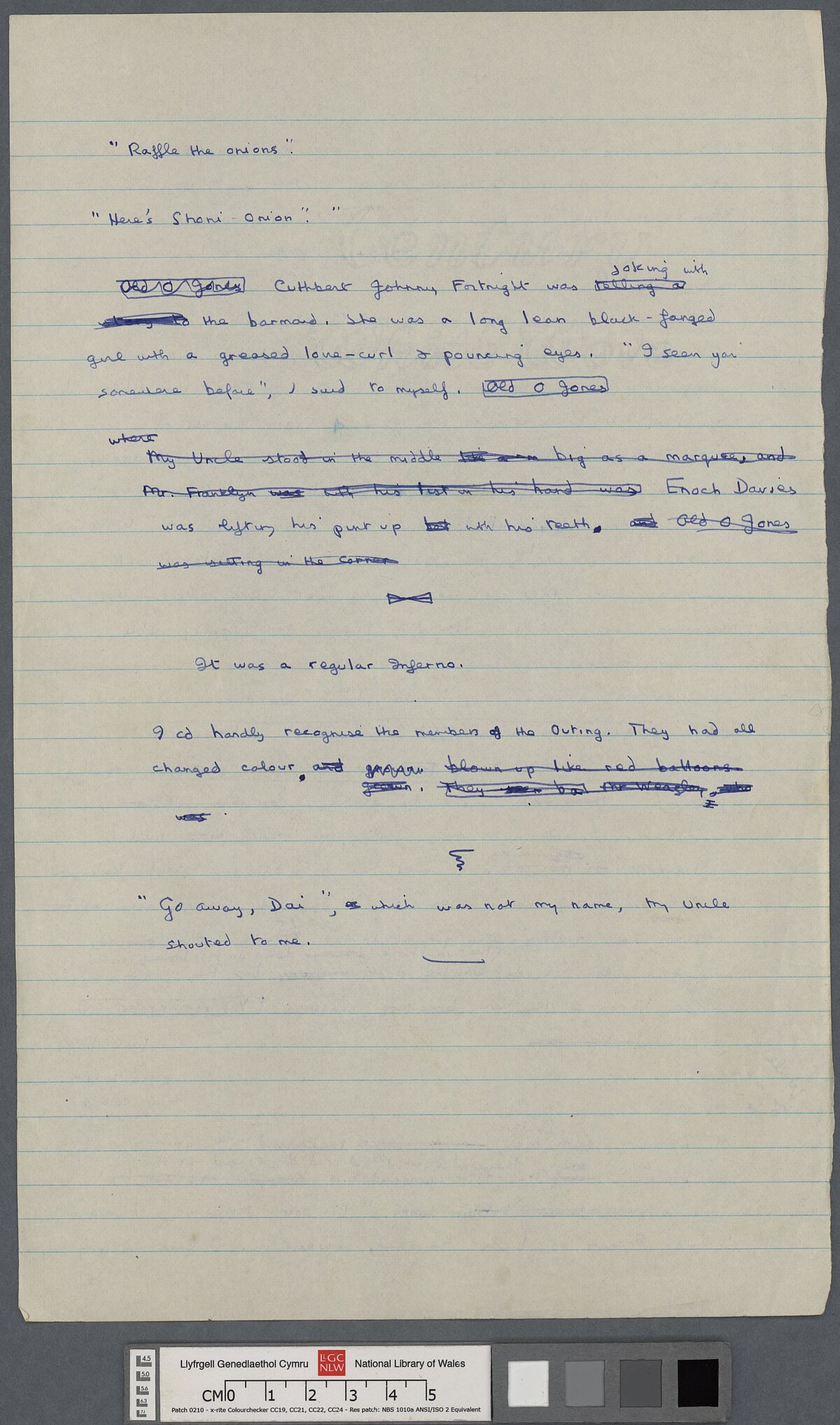 Page two of a manuscript draft of one of Dylan's most famous stories, 'A Story', or, 'The Outing'.