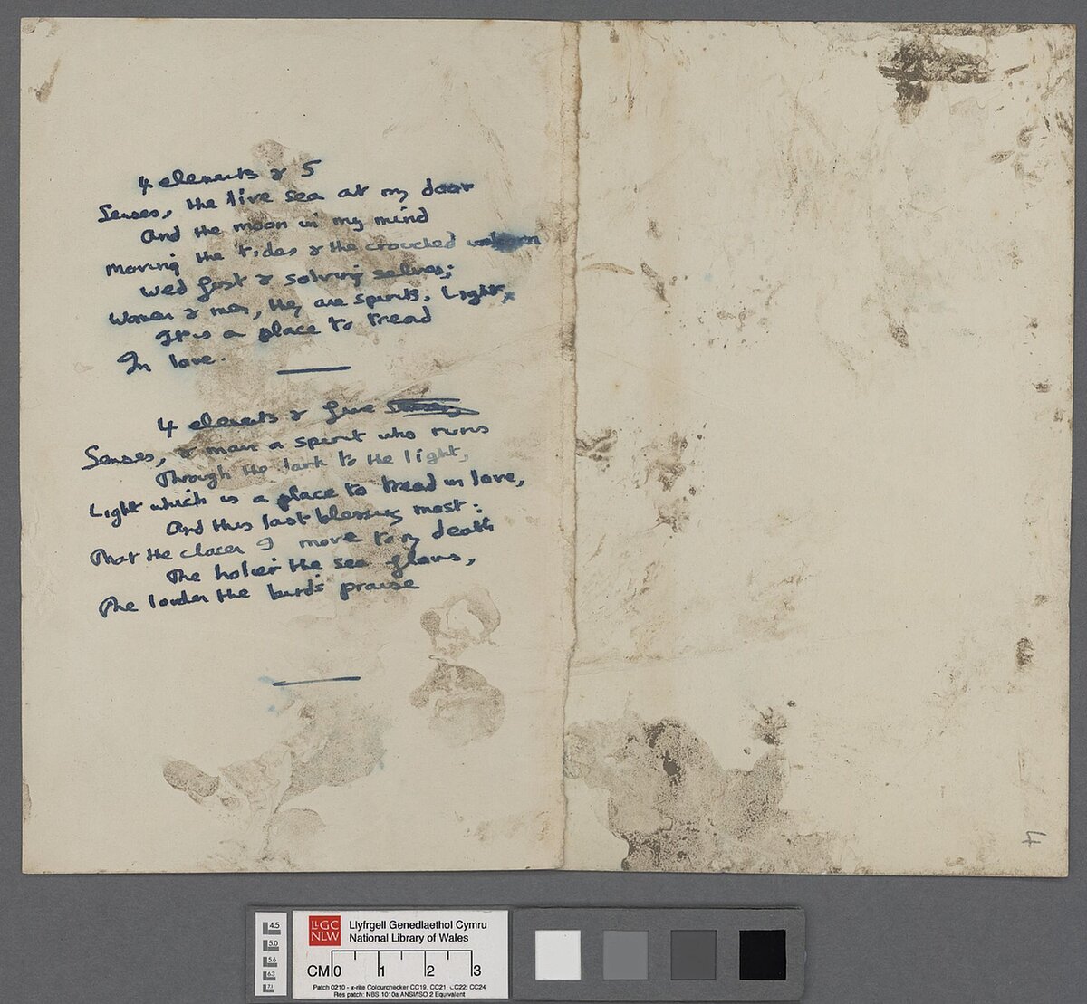 Fourth page of worksheets produced by Dylan whilst composing 'Poem on his Birthday', written to mark his thirty-fifth birthday in 1949.