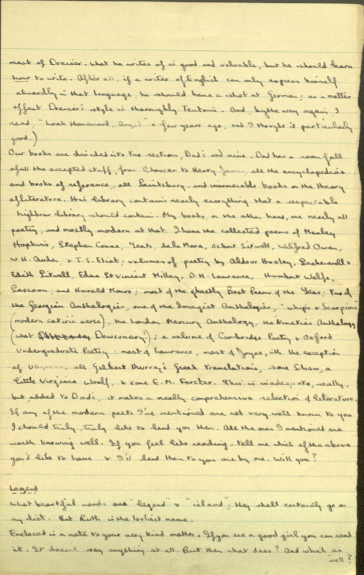 Extract from a letter sent by Dylan Thomas to Pamela Hansford Johnson, 25 December 1933.