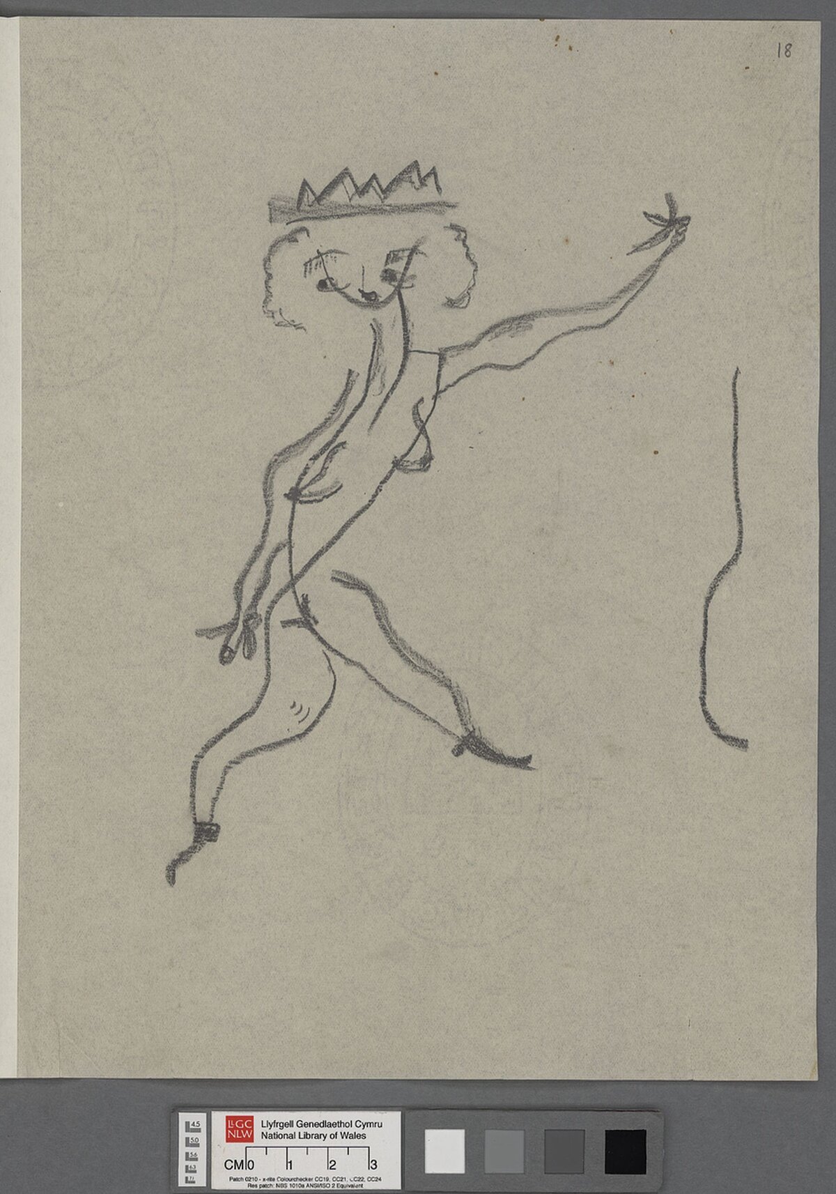 A drawing of a figure in Dylan Thomas' hand.