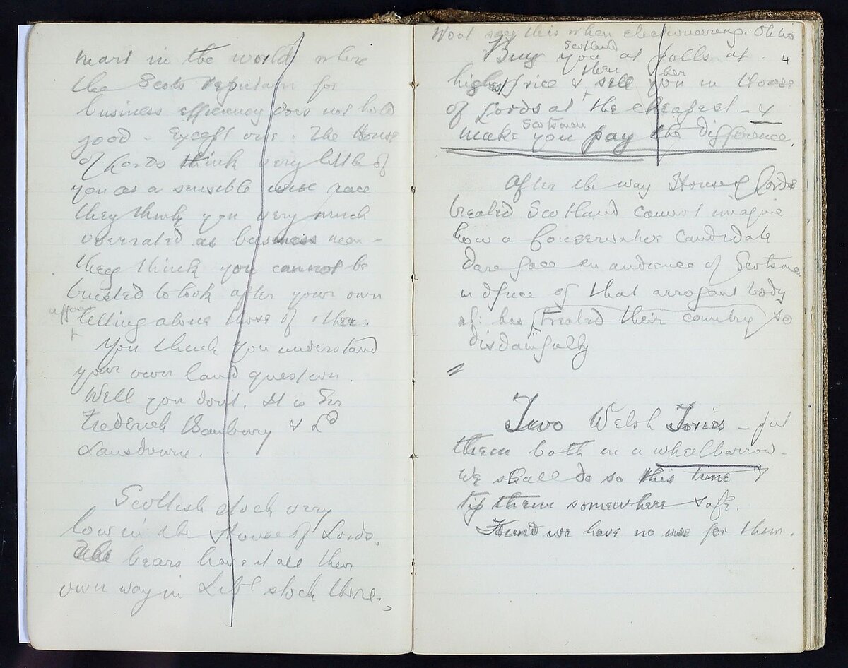 Two page spread from David Lloyd George’s Election Notebook 