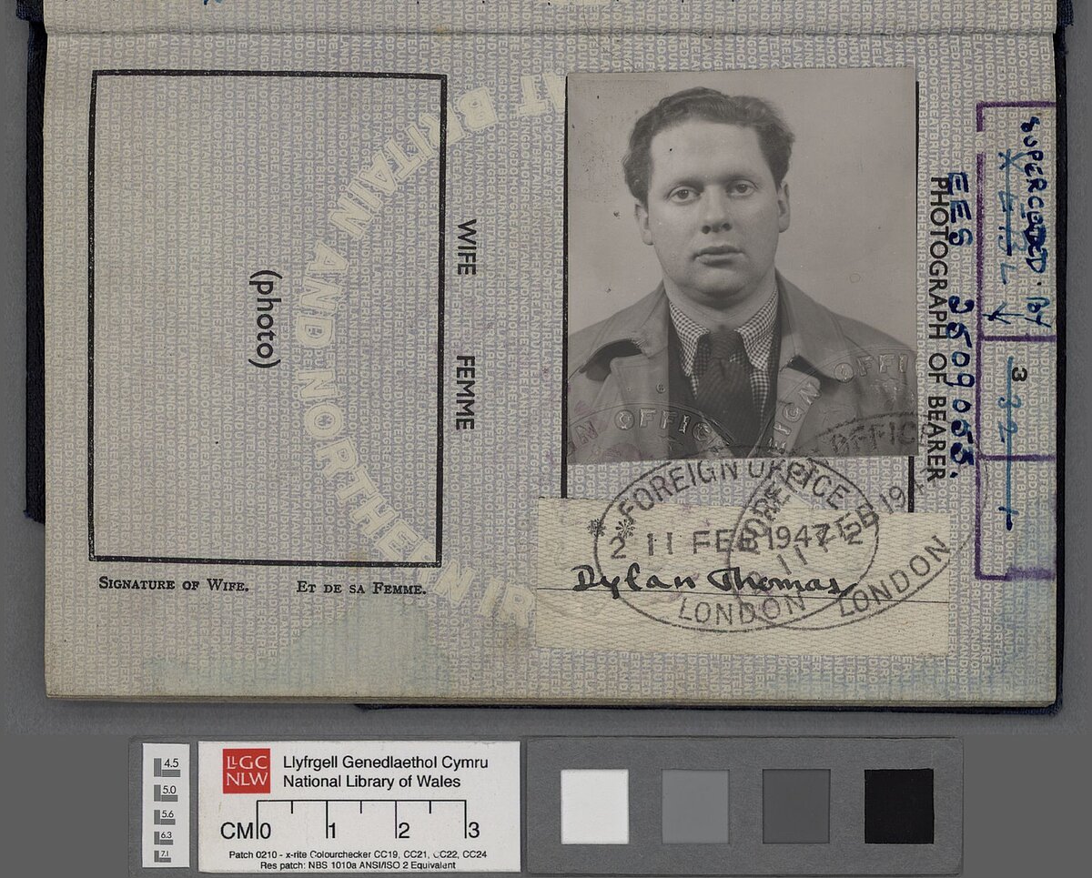 Page four of Dylan Thomas' passport.