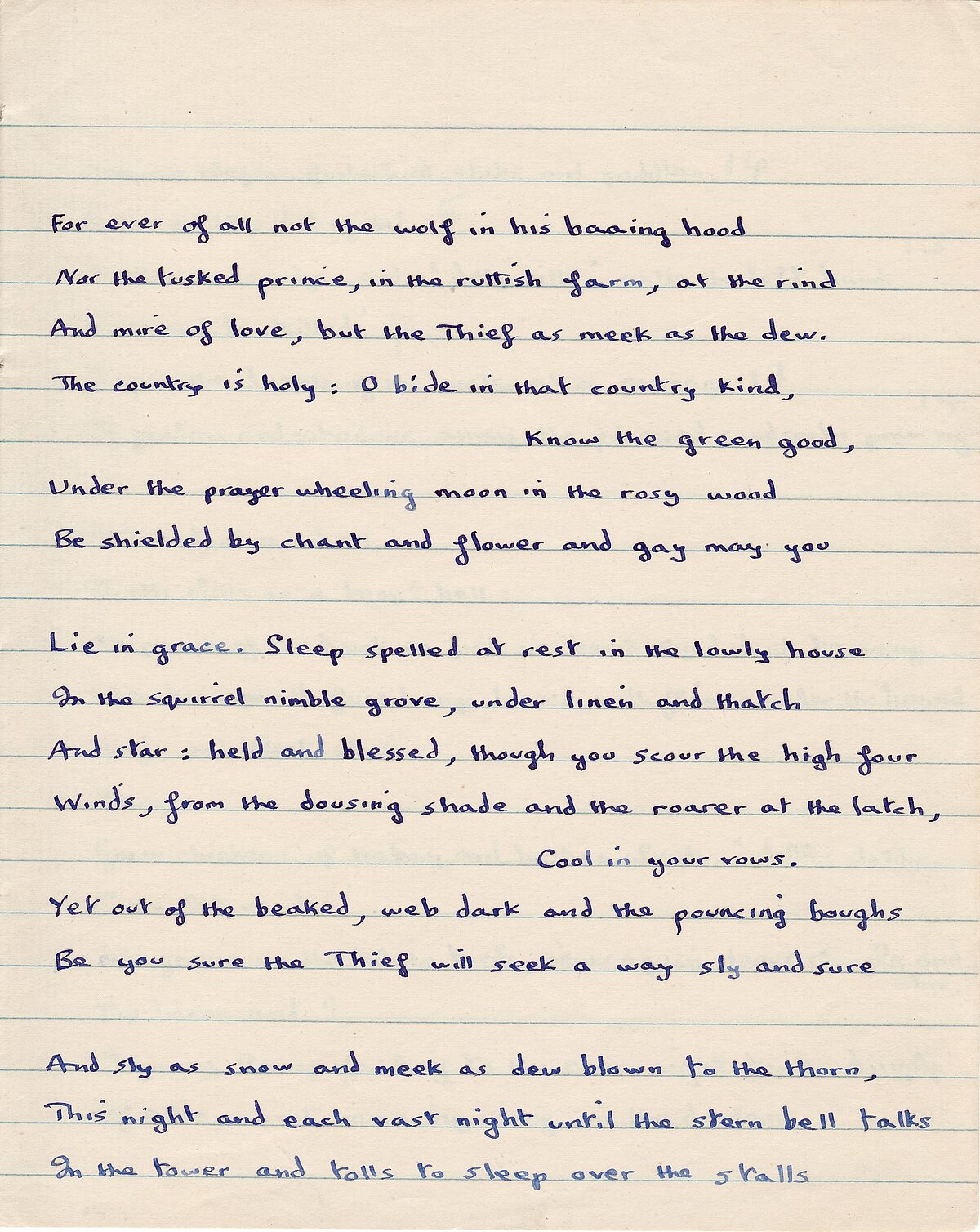 Draft of, 'In Country Sleep', from the 1949-1951 Notebook.