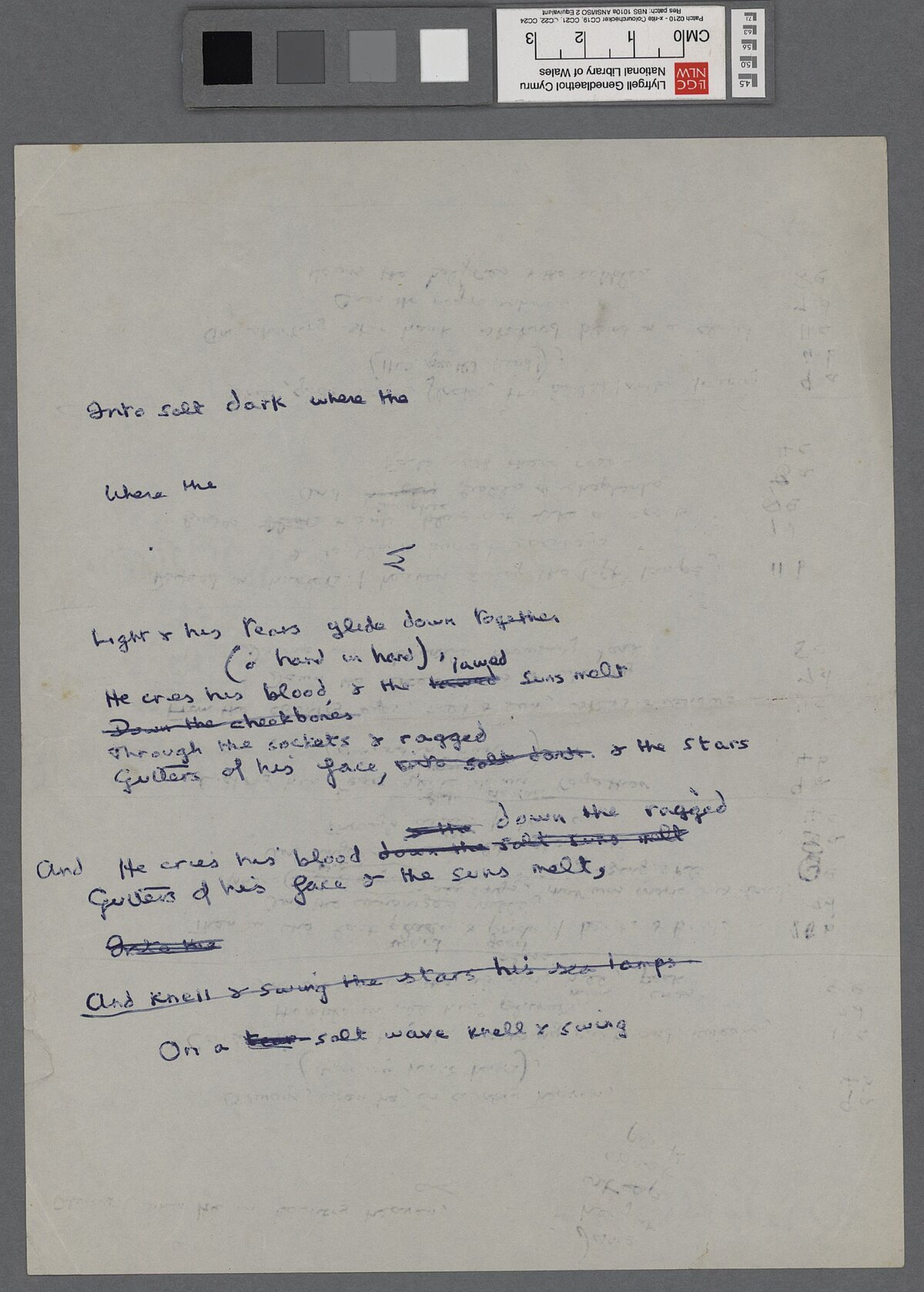 Manuscript notes produced by Dylan Thomas whilst composing the unfinished poem, 'In Country Heaven'.