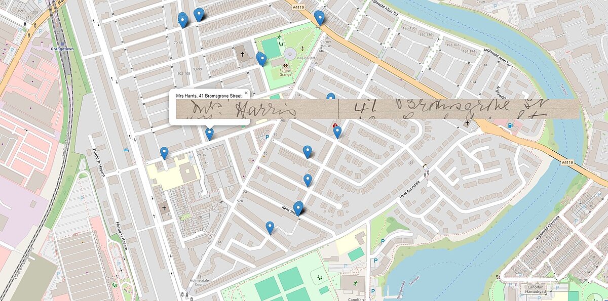 Addresses from the 1923 women’s peace petition located and explorable on a modern map.