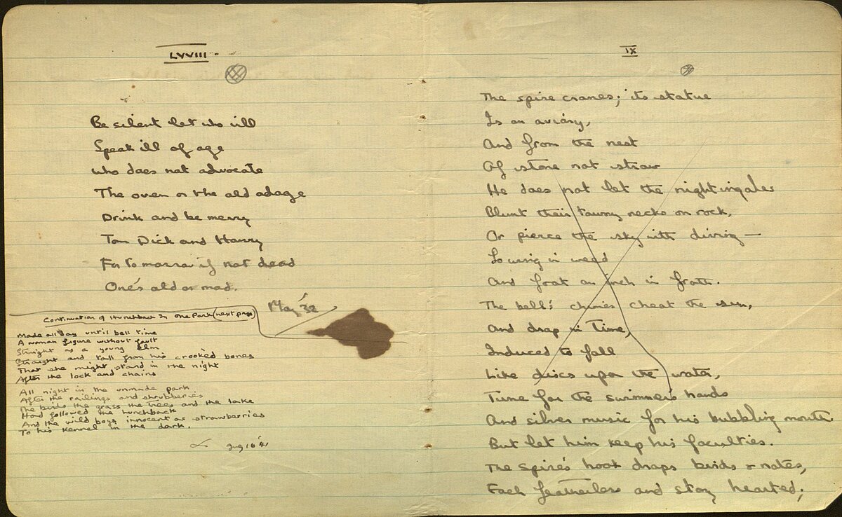 Draft of the poem, 'The Hunchback in the Park', from the 1932 Notebook.