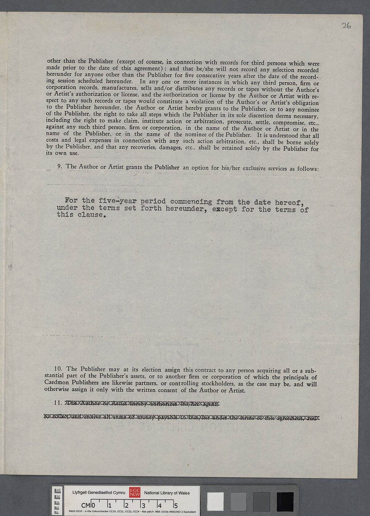 Contract for a recording session for Caedmon Publishers, 17 May 1953, of 'Poetry by Yeats' and 'Poetry and Prose by Dylan Thomas'.