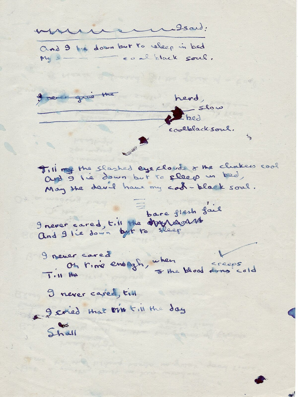 Extract of the poem 'Lament'.