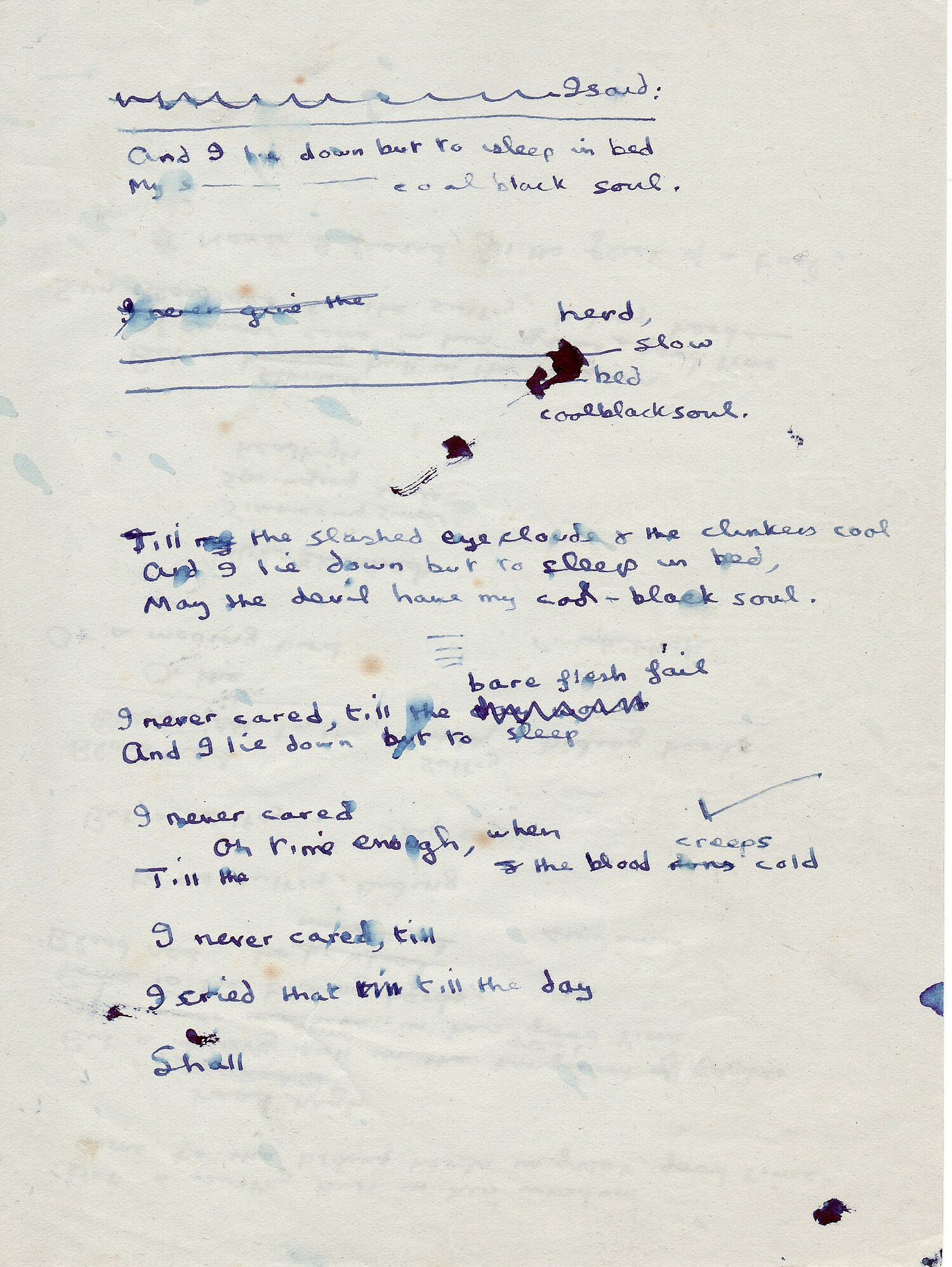 Extract of the poem 'Lament'.