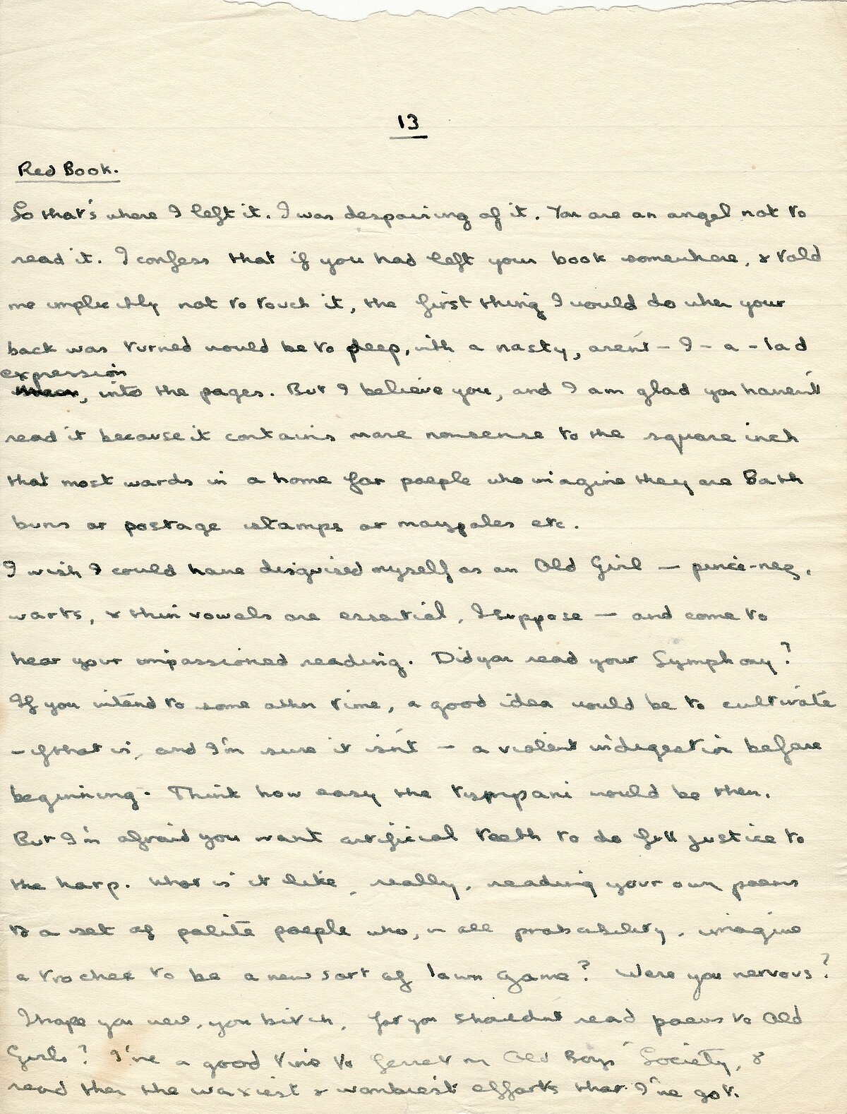 Extract from a letter sent by Dylan Thomas to Pamela Hansford Johnson, 2 May 1934.