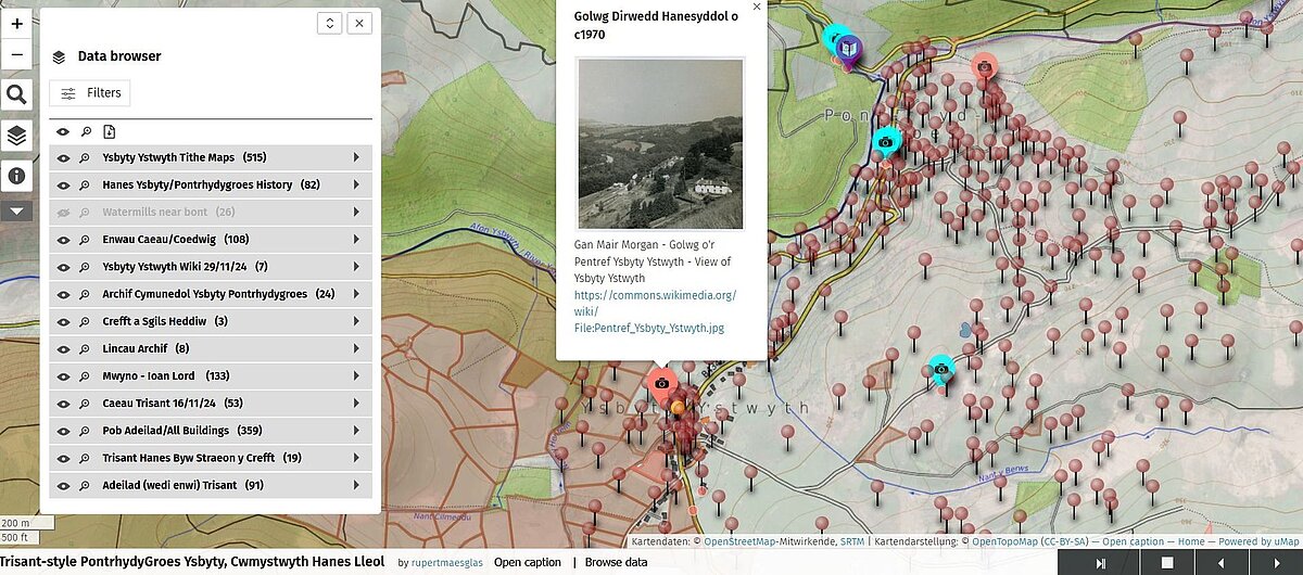 Community data map with Tithe data imported and overlaid.