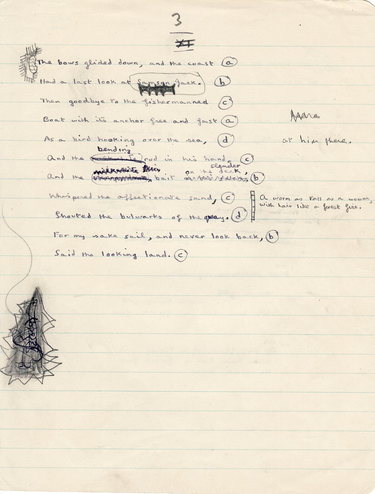 Extract from the poem 'Ballad of the Long Legged Bait', 1940.