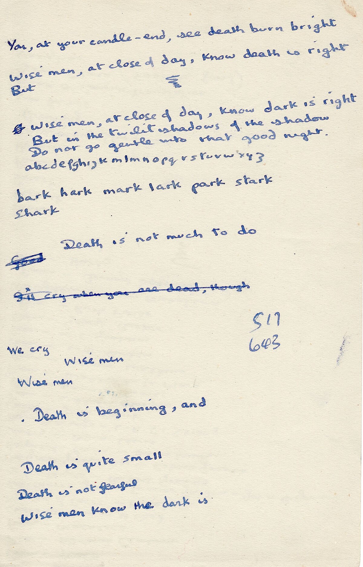 Worksheet for 'Do Not Go Gentle Into That Goodnight'.