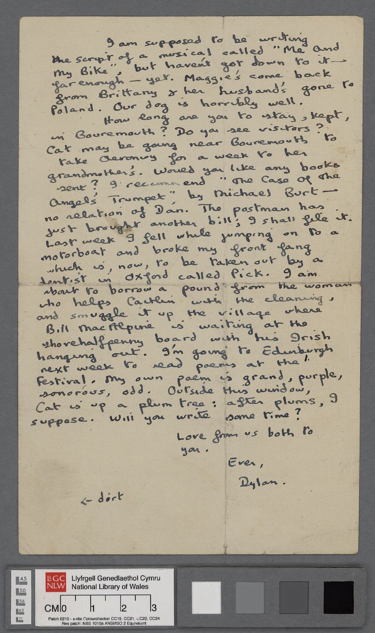 Second page to a letter, dated 26 August 1948, to Elizabeth Lutyens discussing his work and poverty.