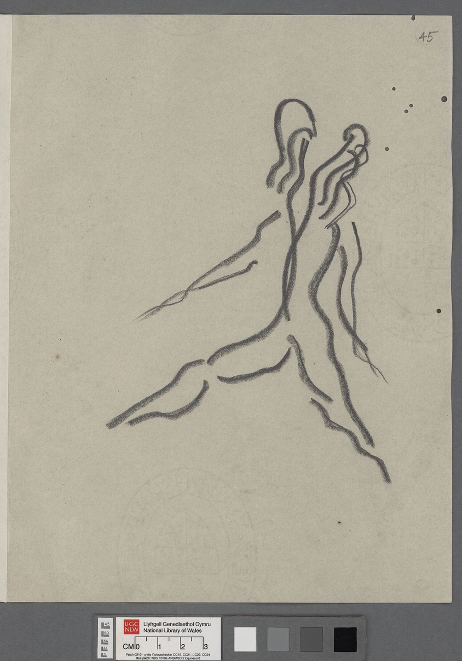 A figure-like sketch in Dylan Thomas' hand.