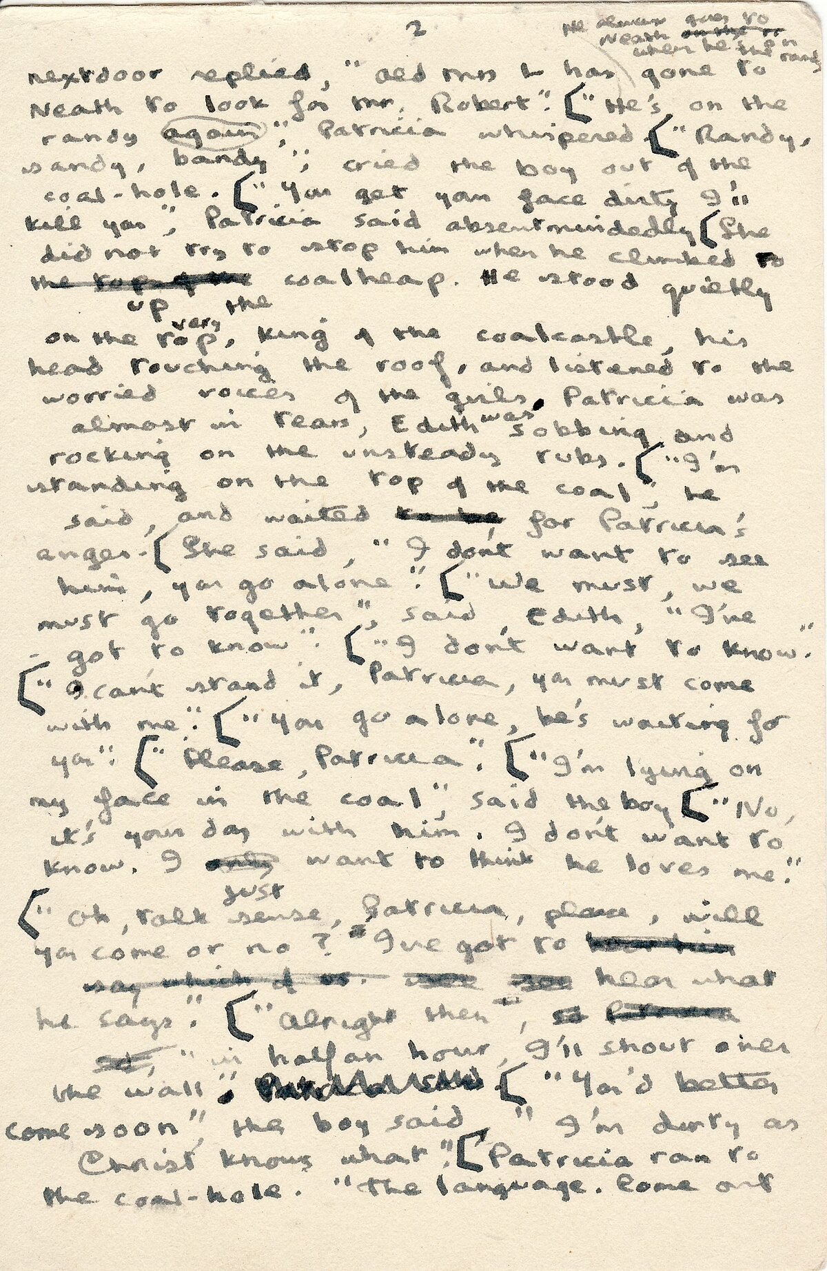 Manuscript of the short story 'Patricia, Edith, & Arnold'.