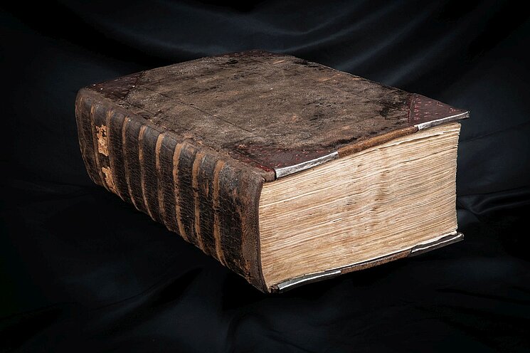 An image of a bible from the exhibition 'Reunited: The Great Bibles of Henry VIII and Thomas Cromwell'