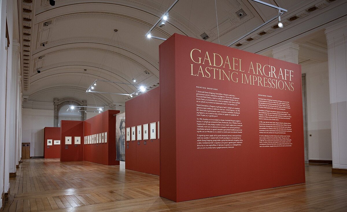 General image of the 'Gadael Argraff Lasting Impressions' exhibition in the Gregynog Gallery at the Library
