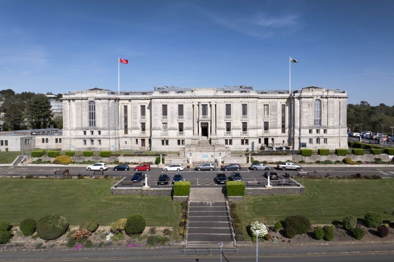 The front of The National Library of Wales buidling