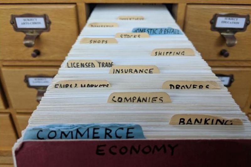 A traditional library card index A traditional library card index