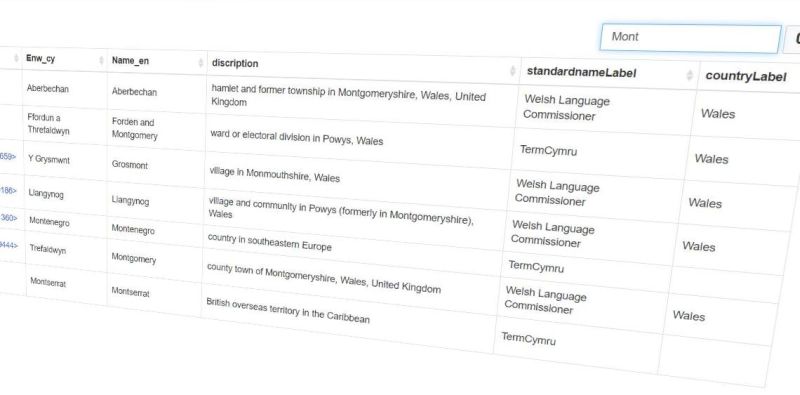 Screenshot of place name search Screenshot of place name search