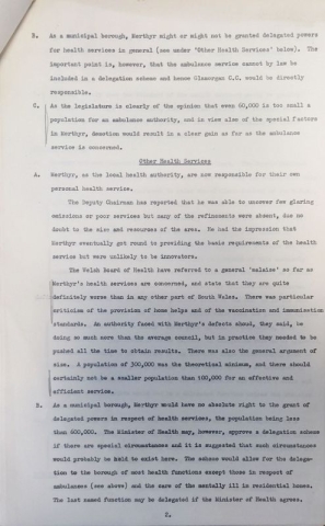 Extract from the report on Merthyr Tydfil County Borough Council discussing health services h