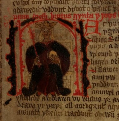 Illustration of Brutus from Peniarth MS 23 (f.10r) npc