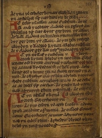 Peniarth MS 45 (p.258) showing red ink decoration npc