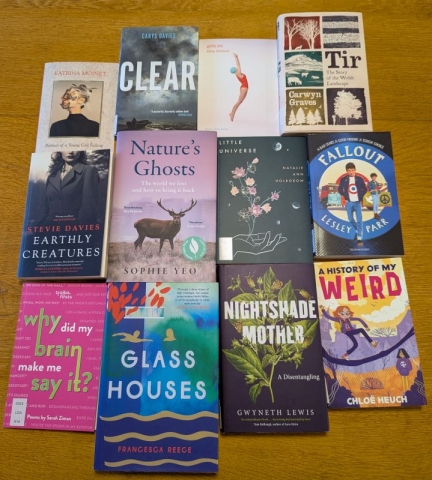 A display of the English books on the Wales Book of the Year shortlist cc