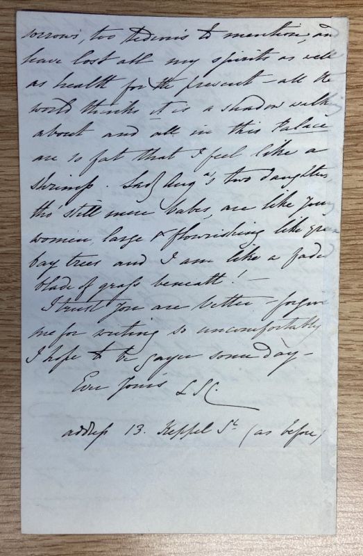 Reverse of a letter by Louisa Costello dated 1844