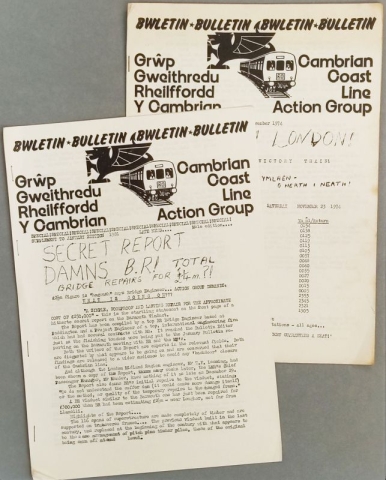 Bulletins of the Cambrian Coast Line Action Group, 1974 and 1981 h