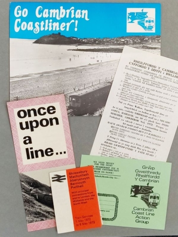 A selection of pamphlets produced by the Cambrian Coast Line Action Group h