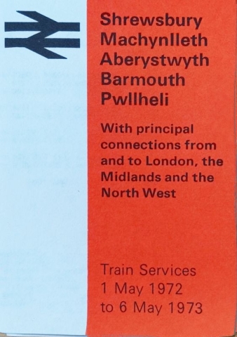 Cover of Shrewsbury to Pwllheli train timetable, May 1972-May 1973 h