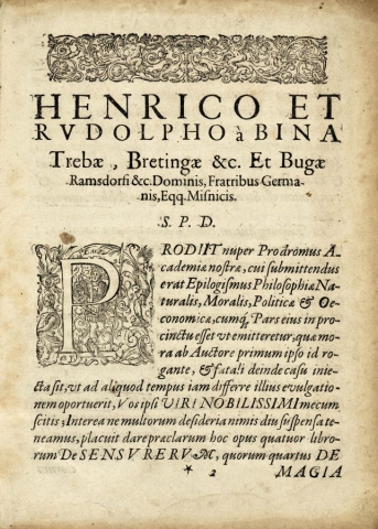 The first page of 'De sensu rerum et magia' by Tommaso Campanella cc