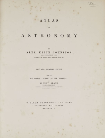 The title page of 'Atlas of Astronomy' by Alex. Keith Johnson cc