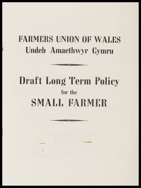 A printed page stating 'Draft Long Term Policy for the Small Farmer'
