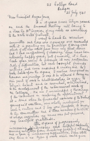 Mary Silyn Roberts' letter, page 1. (ha)