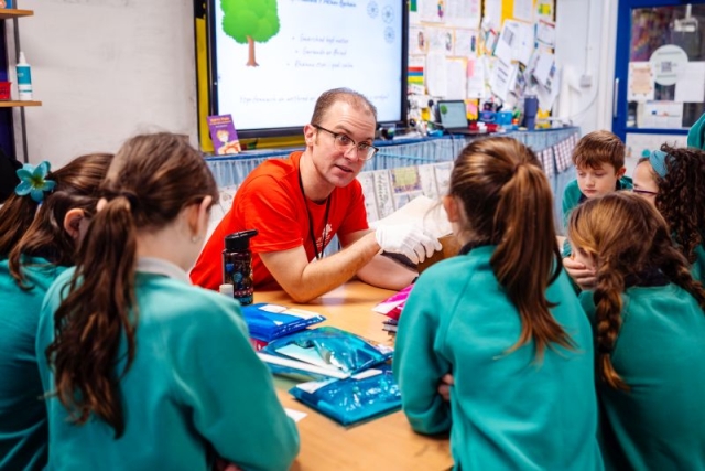 Pupils learning about the Library's collections h