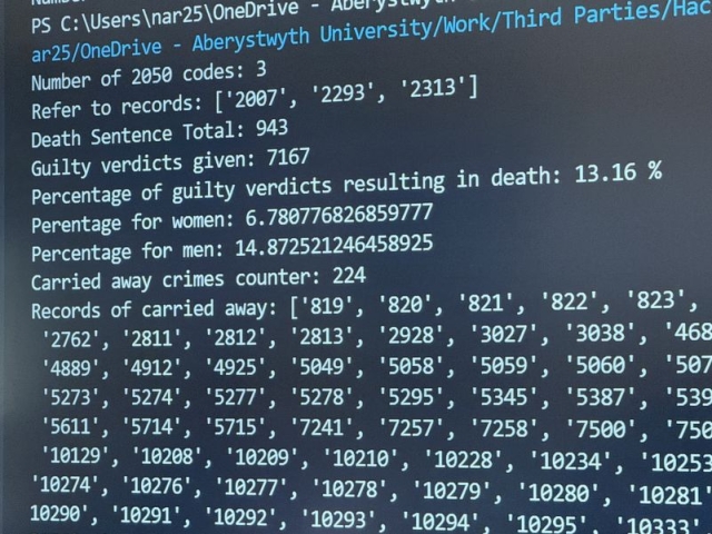 Using Python code to uncover new information about historical crime and punishment h