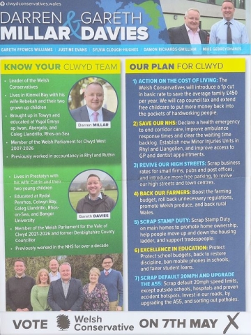 Election communication, Welsh Conservatives, Clwyd, 2026 h